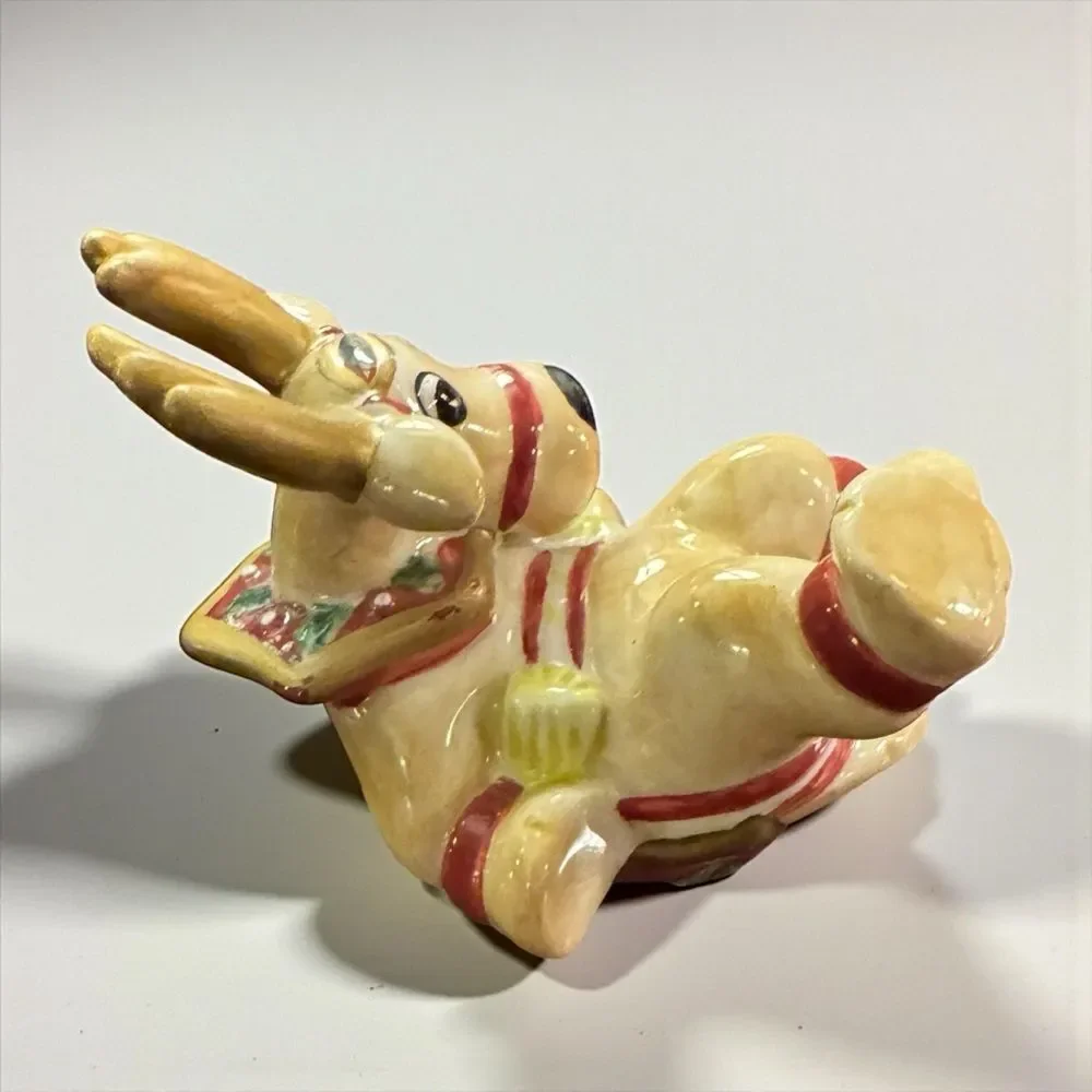 Fitz and Floyd Deer Santa Reindeer Tumbler Figurines Set of Three